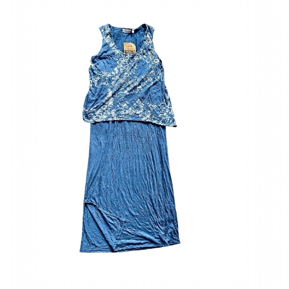 Habitat Sleeveless Denim Blue Floral Maxi Dress.Size XS